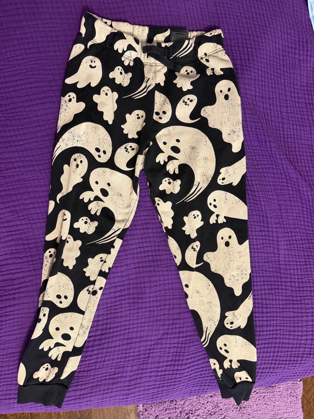 H&M Black Leggings with Cream Ghost Print
